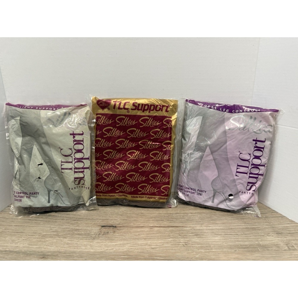 Lot Of 3 SILKIES Taupe Pantyhose Hosiery Control Top XL Queen USA 020505
